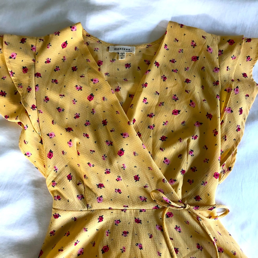 Yellow Pink Floral Blouse Monteau